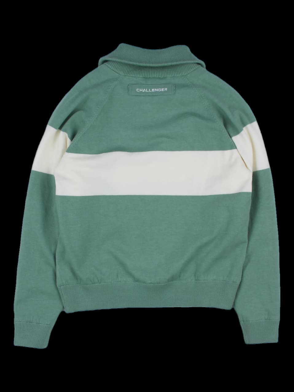 그린 배색 하프 집업 니트