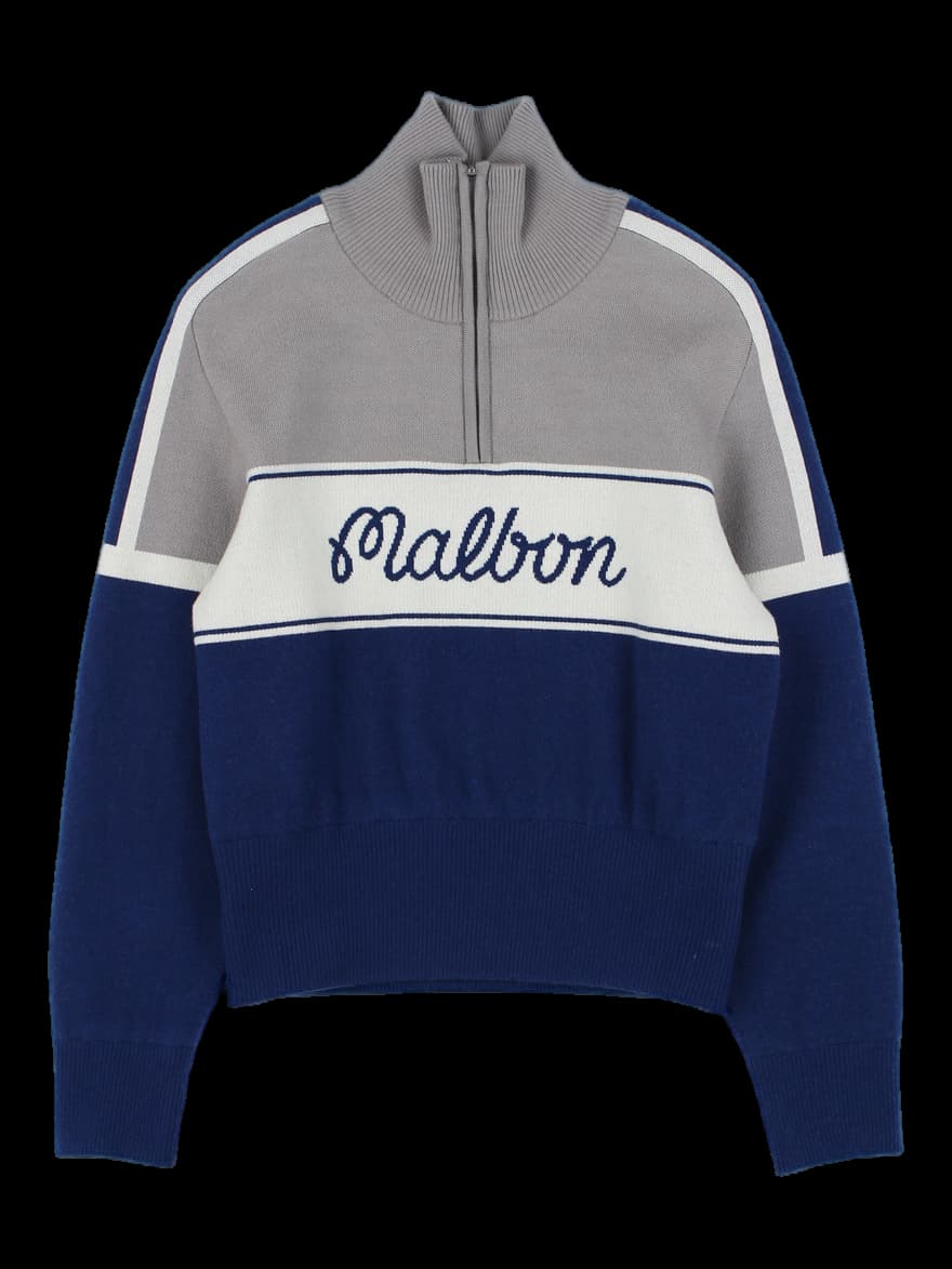 말본 골프 배색 하프 집업 니트