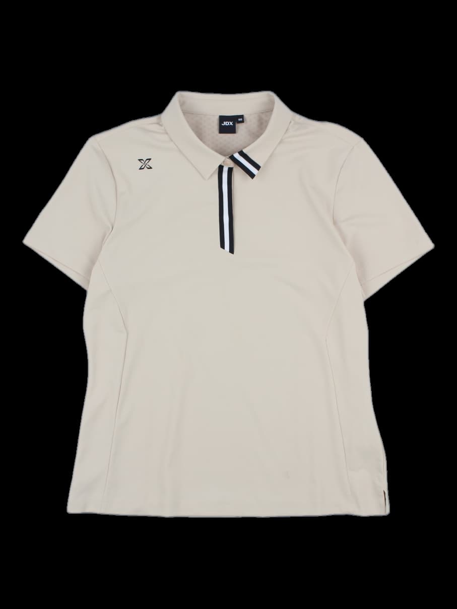 베이지 반팔 카라 티셔츠