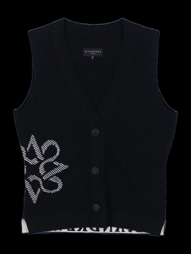 블랙 그래픽 니트 베스트