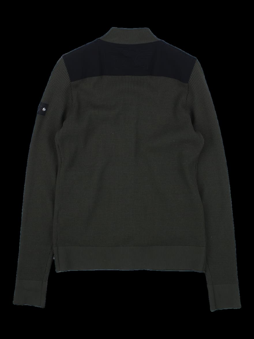 PXG 카키 와플 니트 지퍼 가디건