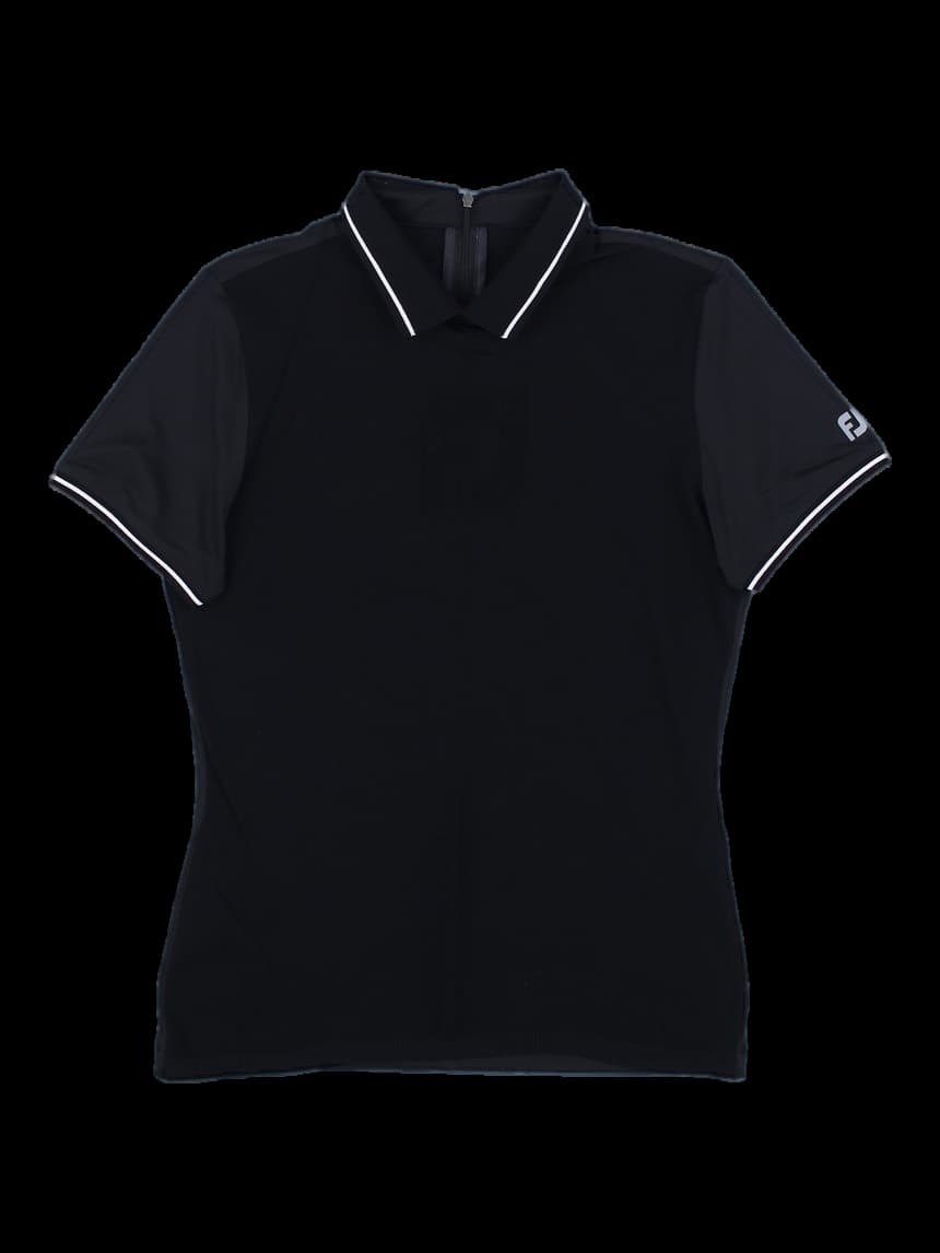 블랙 반팔 지퍼 카라티