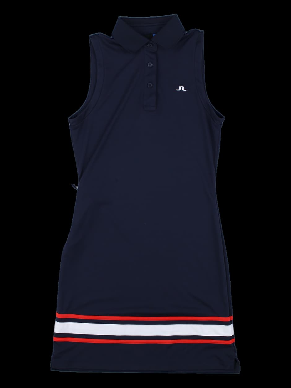 제이린드버그 민소매 카라 원피스 (네이비)