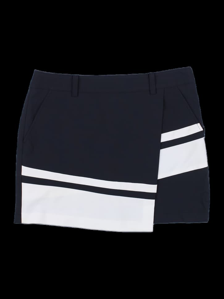 블랙 앤 화이트 컬러블록 미니 스커트