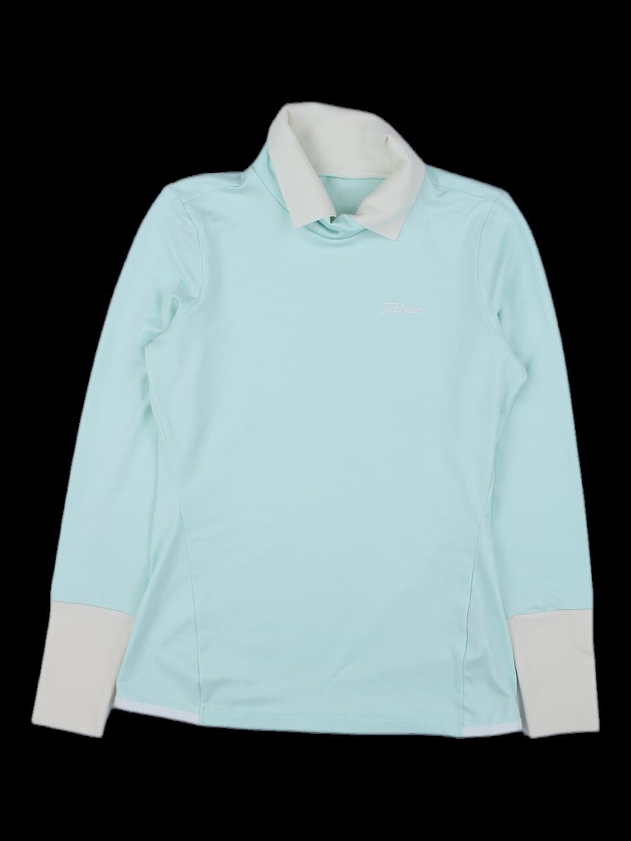 타이틀리스트 민트/아이보리 배색 여성 긴팔 티셔츠