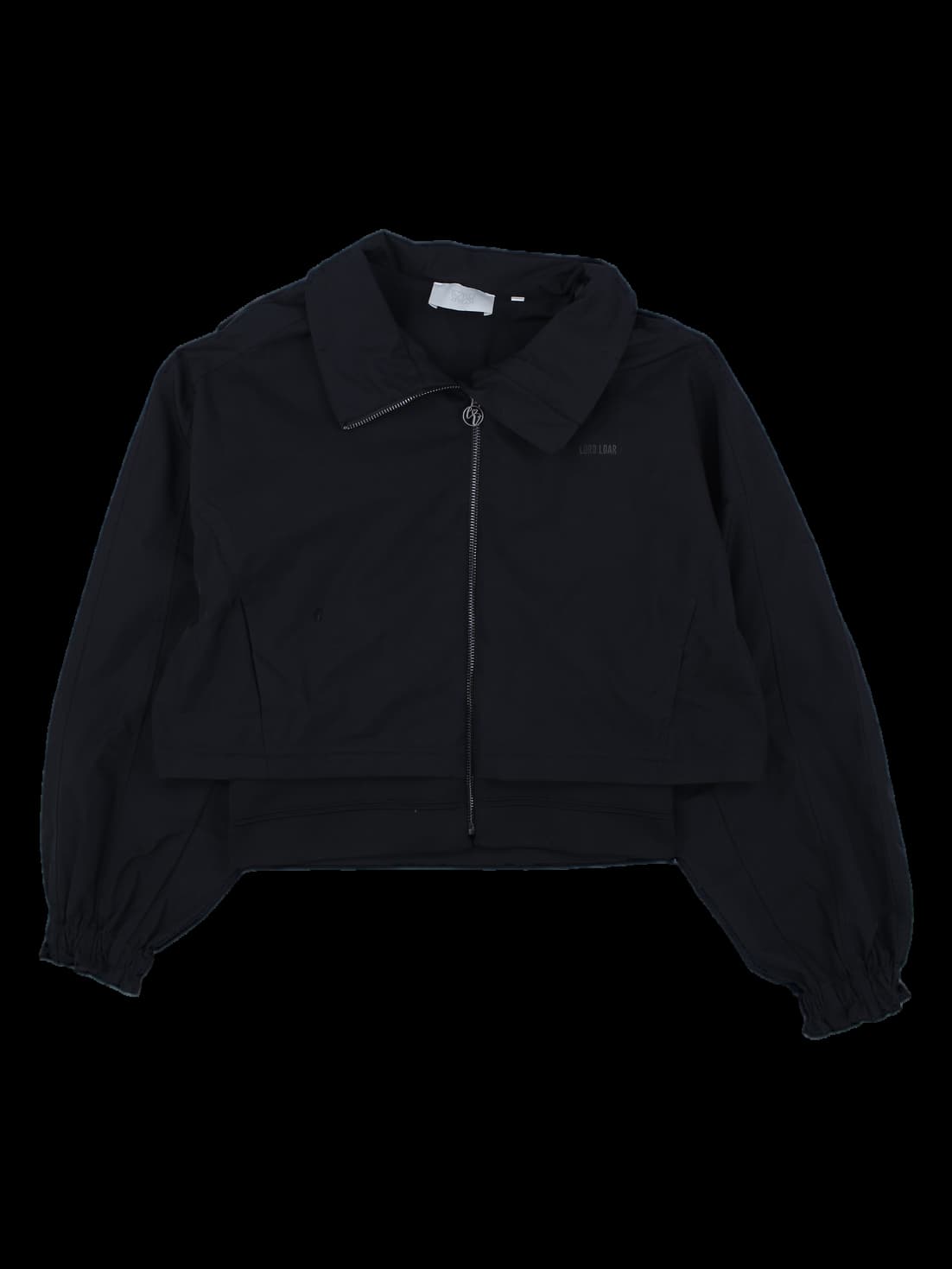 블랙 크롭 지퍼 점퍼