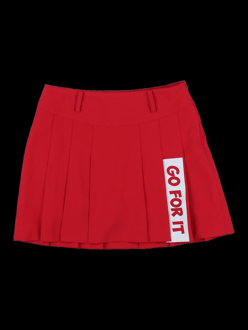 레드 레터링 플리츠 미니 스커트