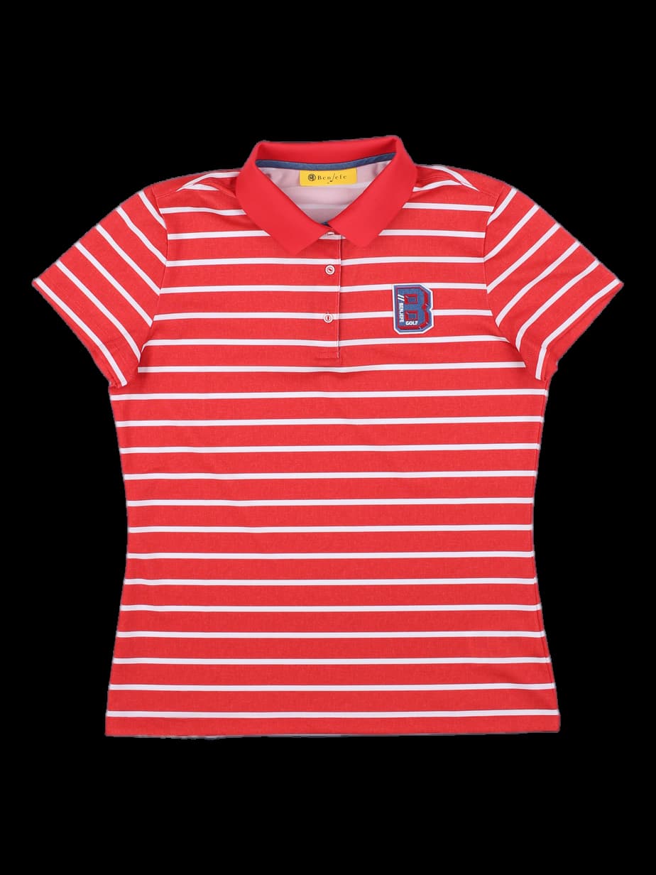 여성 스트라이프 반팔 카라티