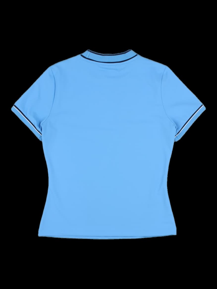 블루 하프 넥 숏슬리브 티셔츠