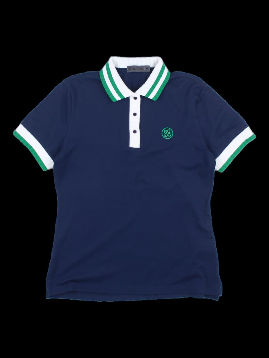 네이비 배색 반팔 카라티