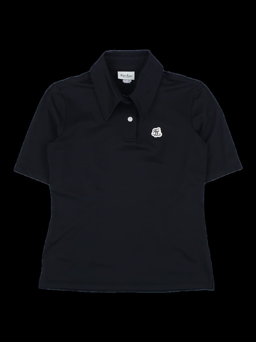 블랙 여성 반팔 카라티