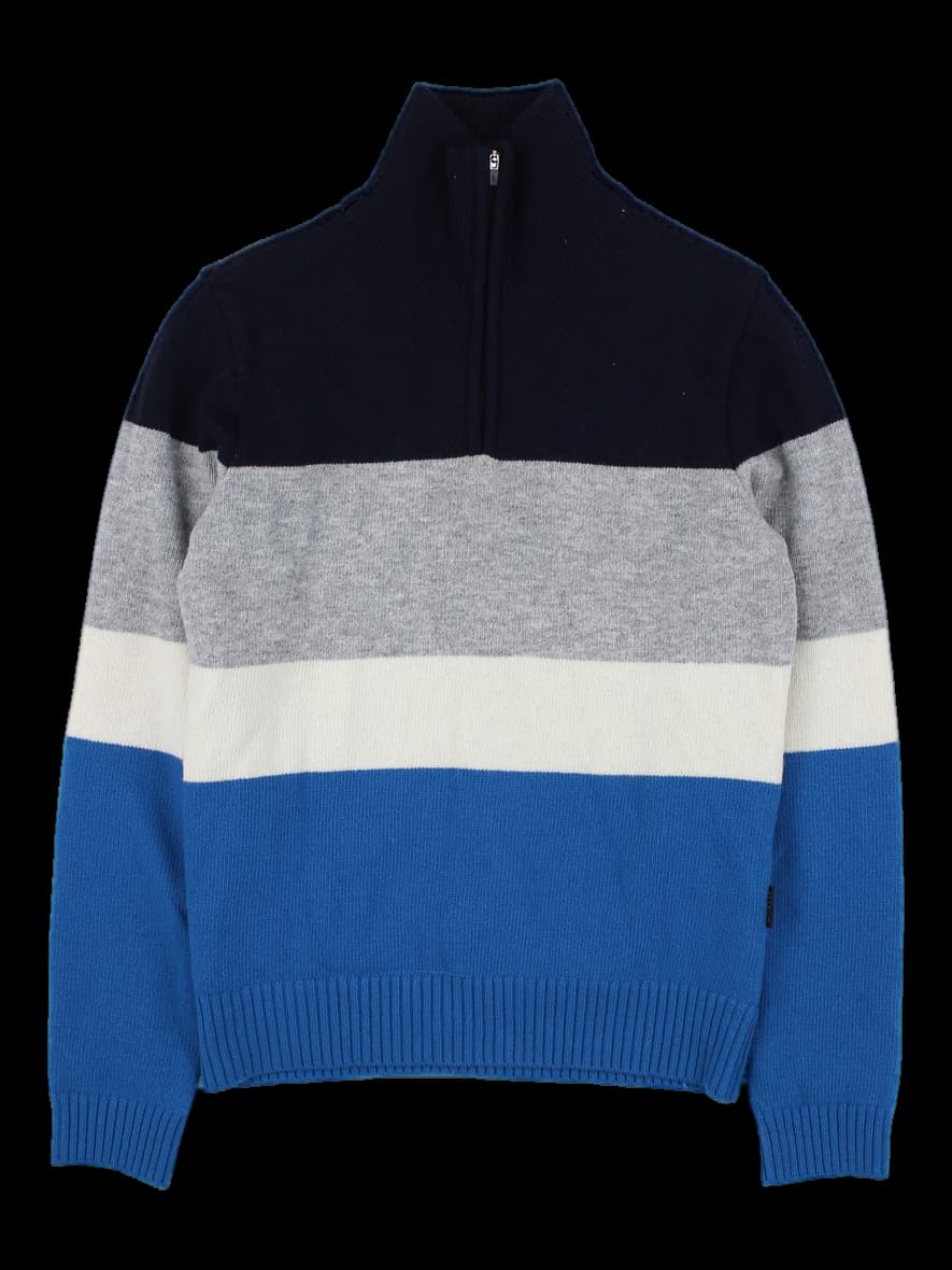 컬러블록 반집업 니트