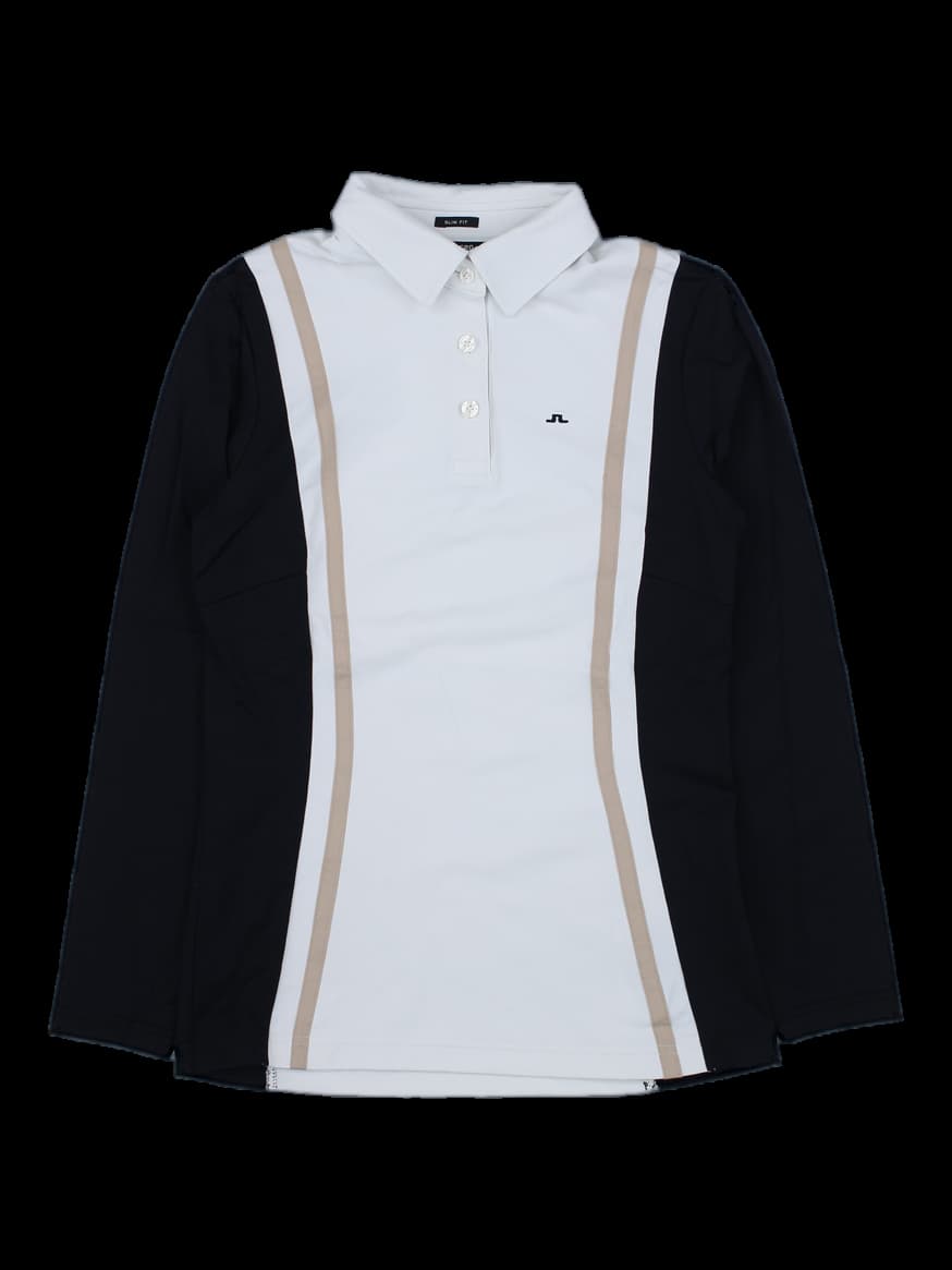 제이린드버그 여성 블록배색 롱슬리브 폴로 셔츠