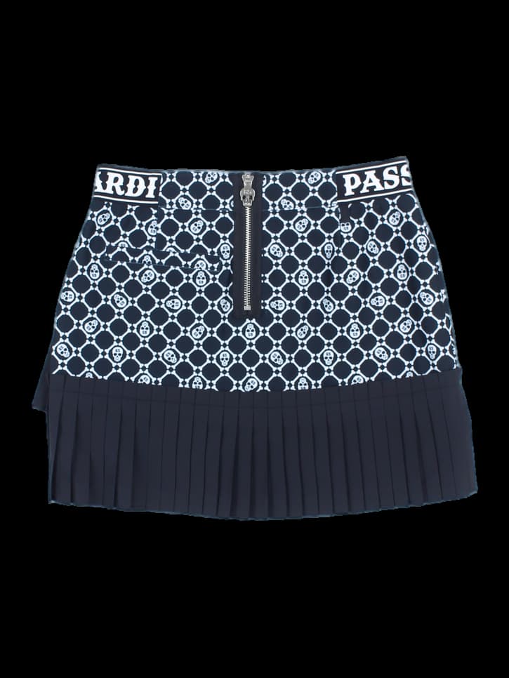 블랙 앤 화이트 패턴 플리츠 스커트