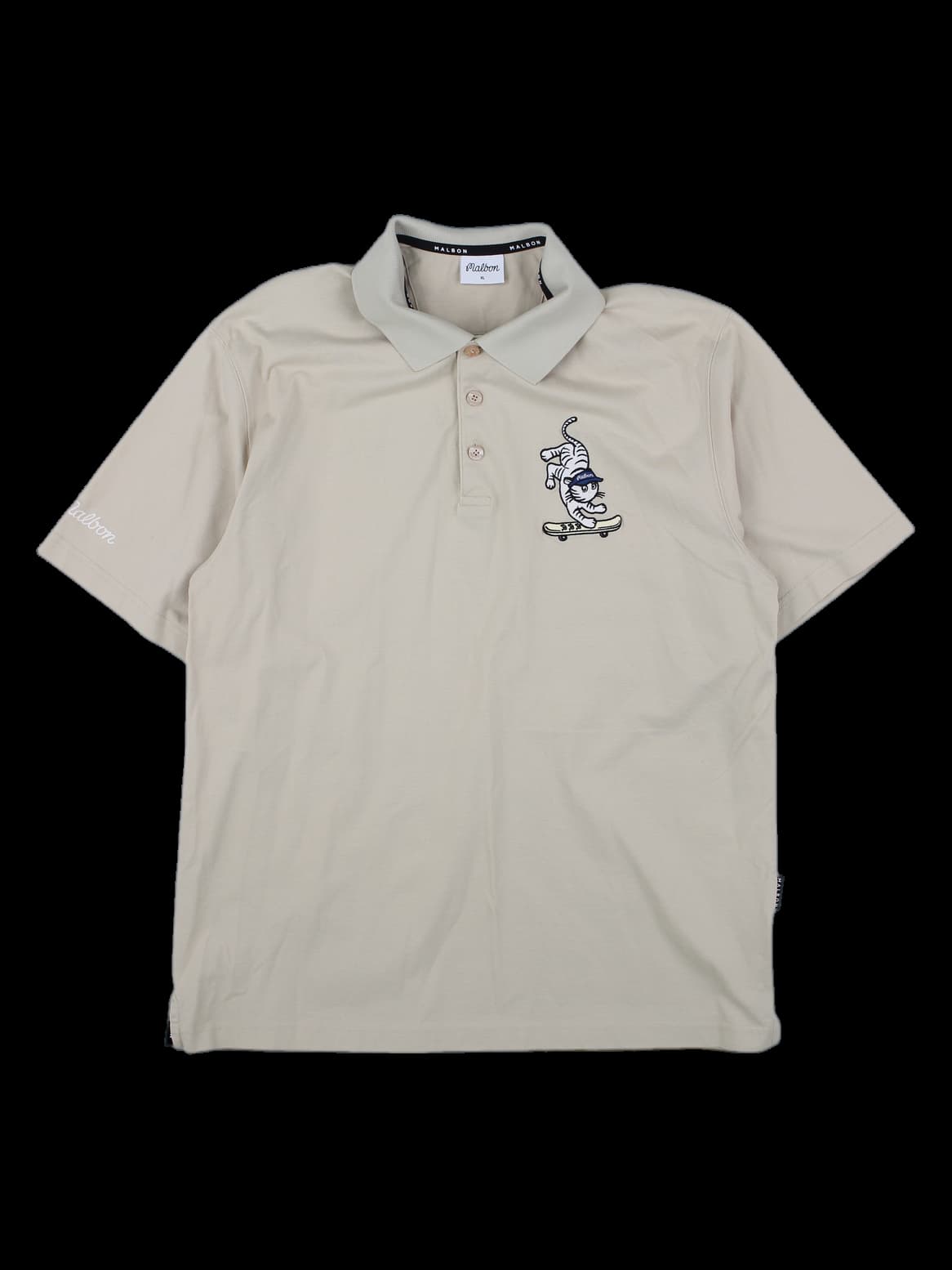 베이지 반팔 카라 티셔츠