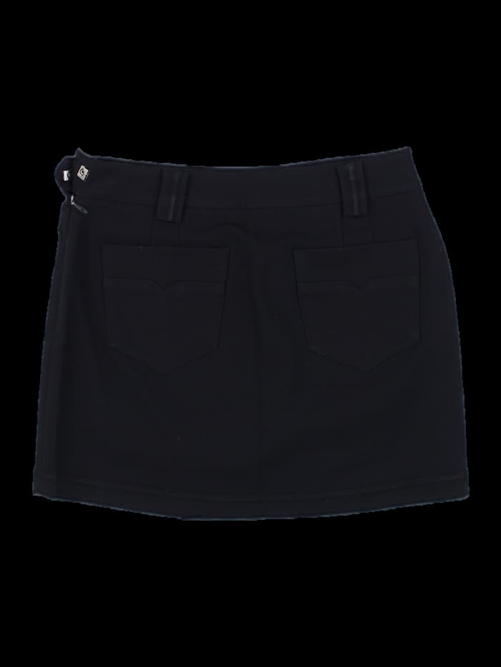 블랙 버클 랩 스커트