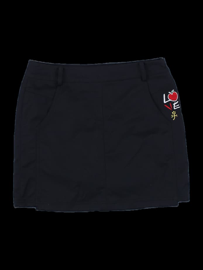 블랙 자수 미니 스커트