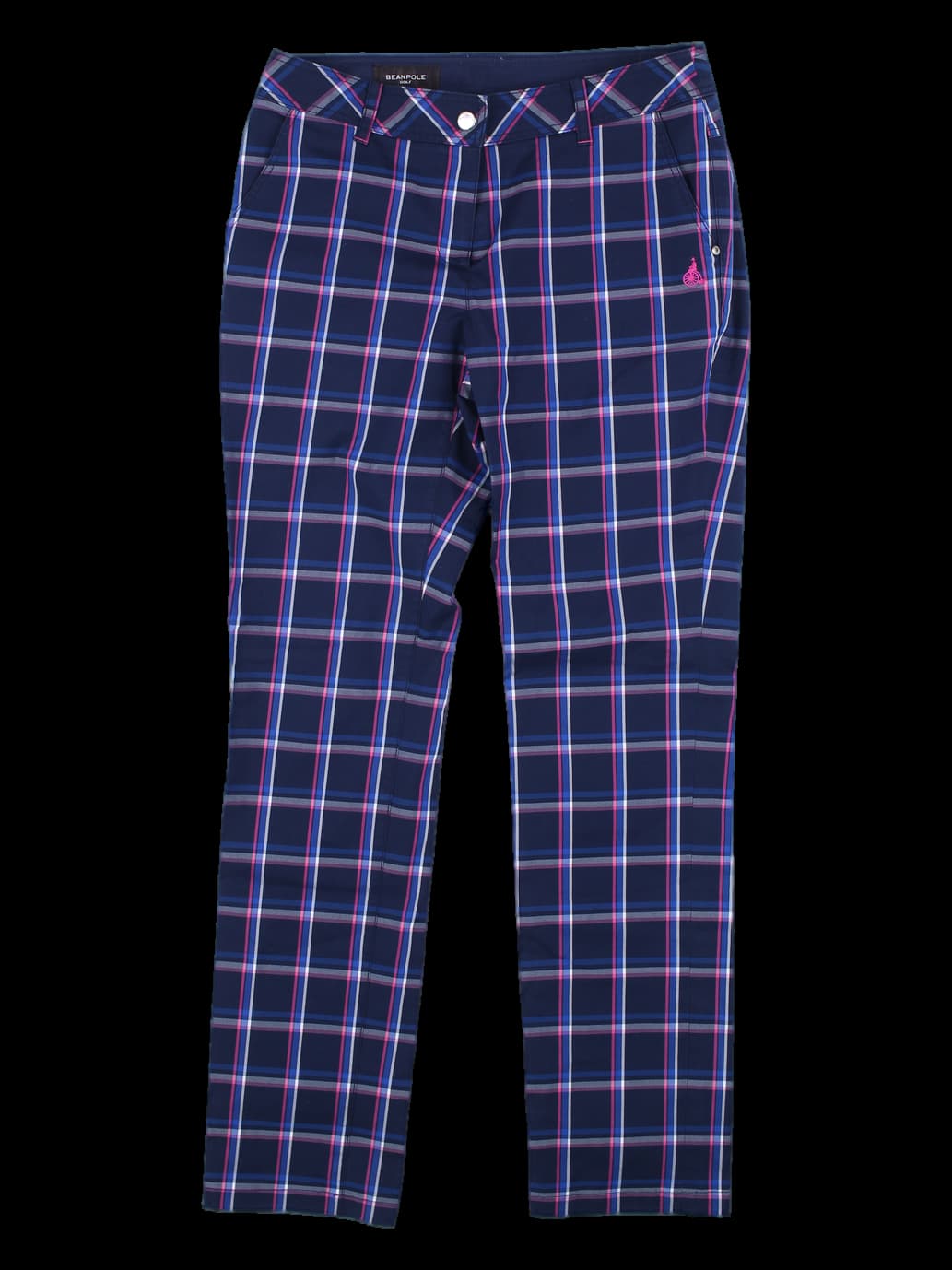 네이비 체크 롱 팬츠