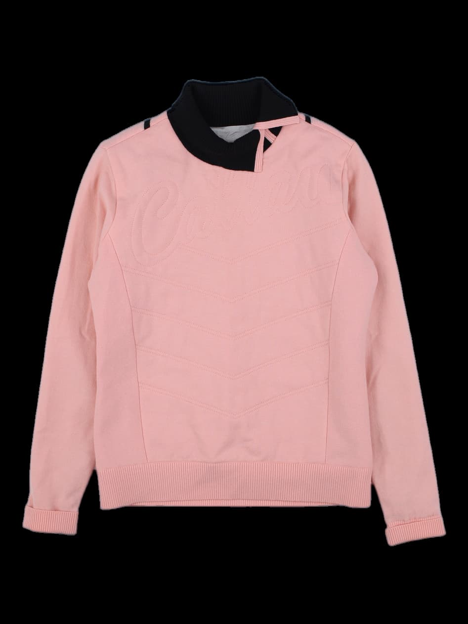 여성 핑크 하이넥 니트 스웨터