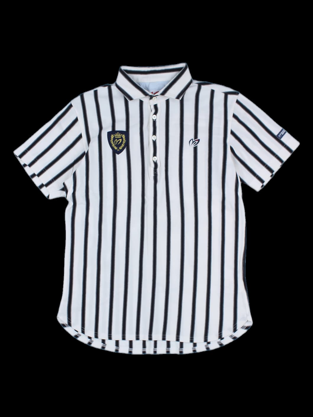 블랙 앤 화이트 스트라이프 반팔 카라티