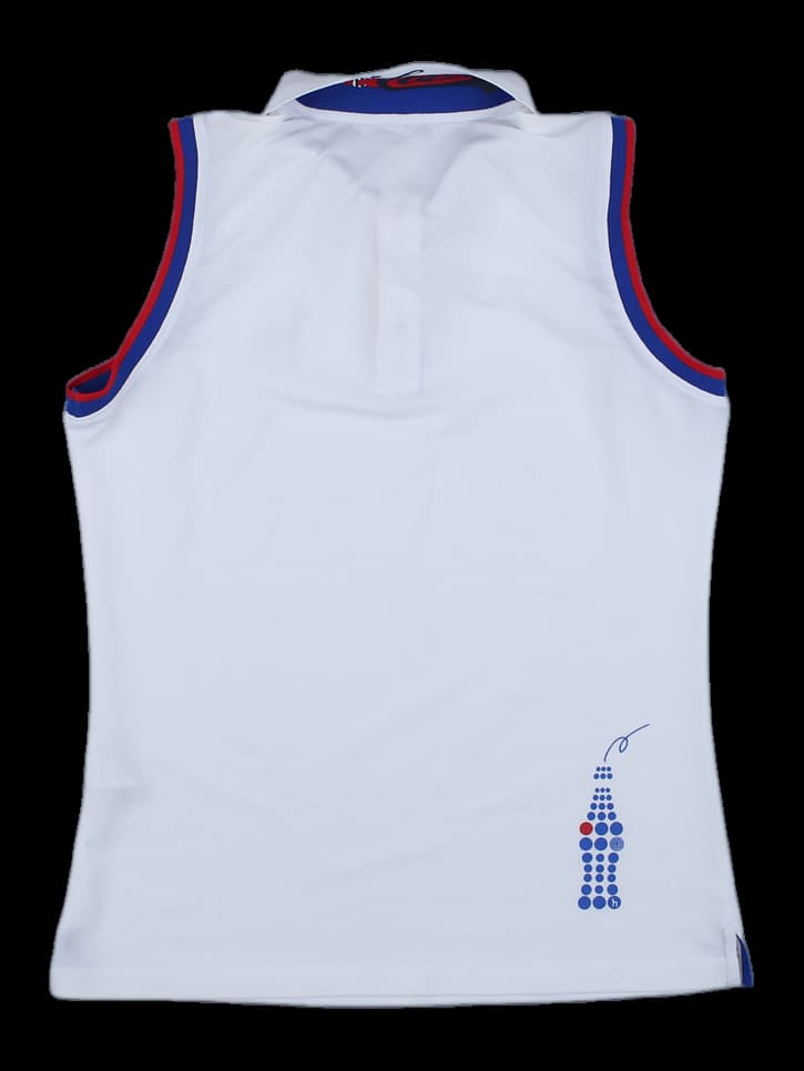 화이트 트라이컬러 민소매 카라티