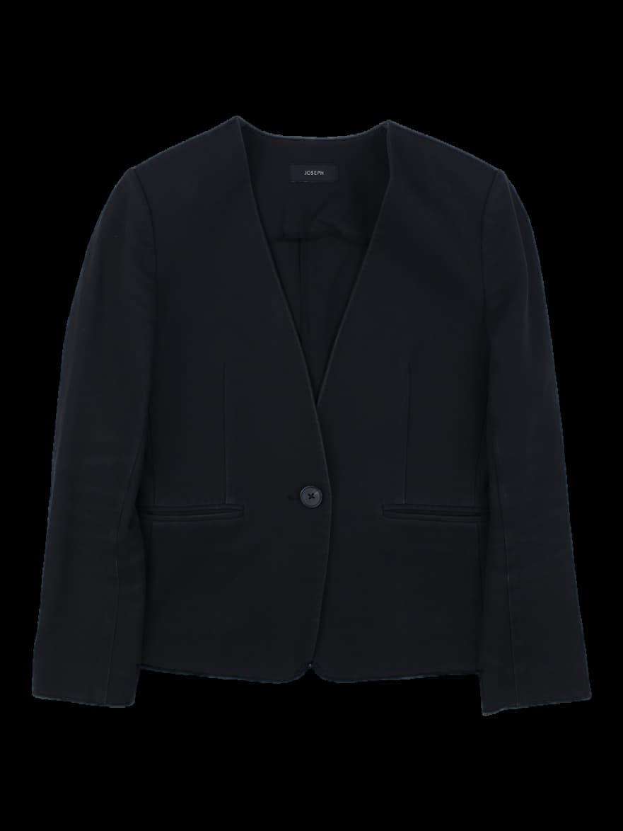 블랙 노카라 싱글 버튼 자켓