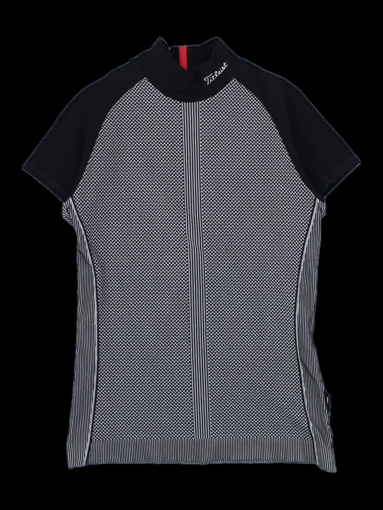 타이틀리스트 남성 블랙/화이트 패턴 반팔 니트 티셔츠