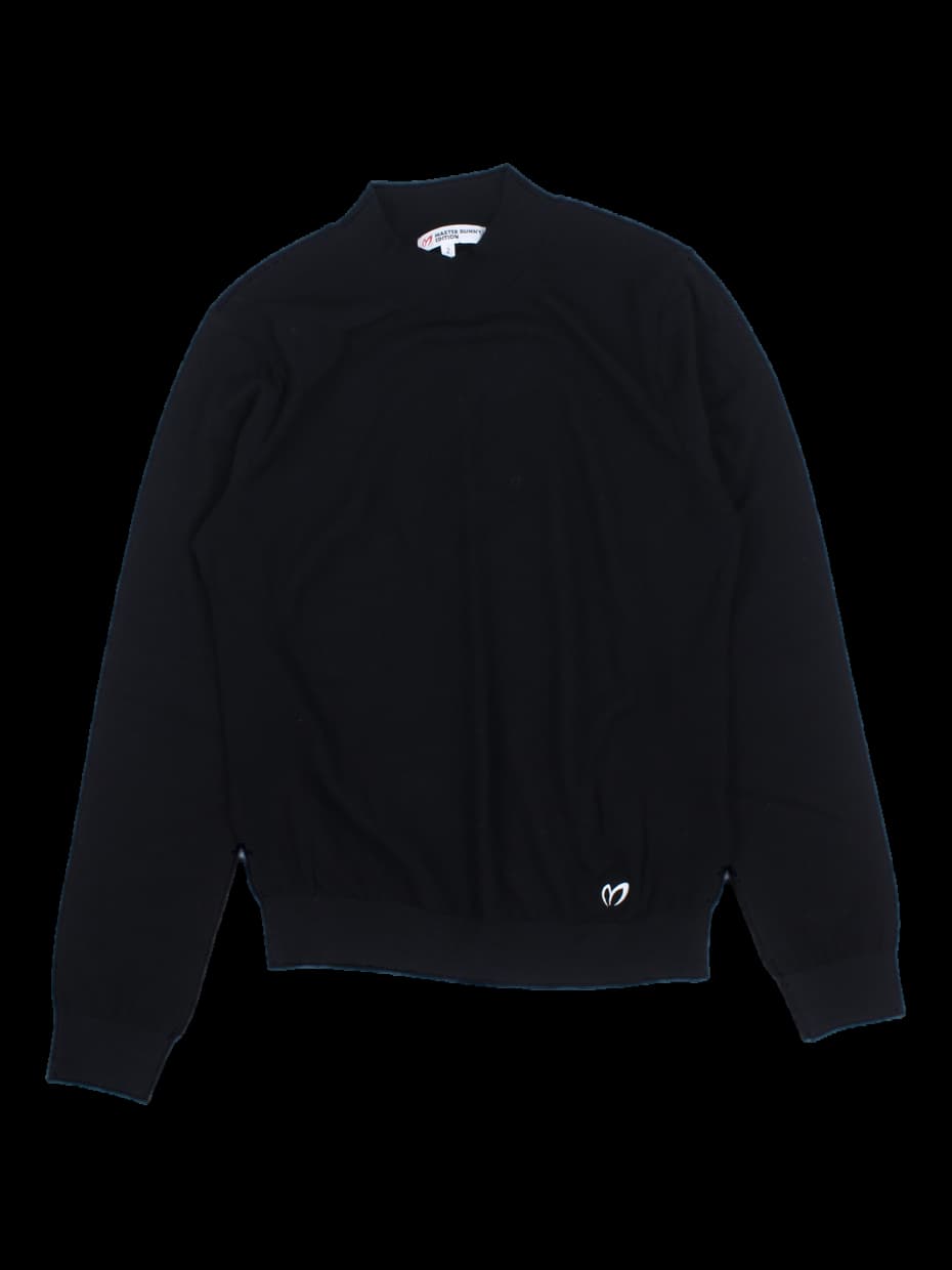 블랙 하프넥 긴팔 니트 티셔츠