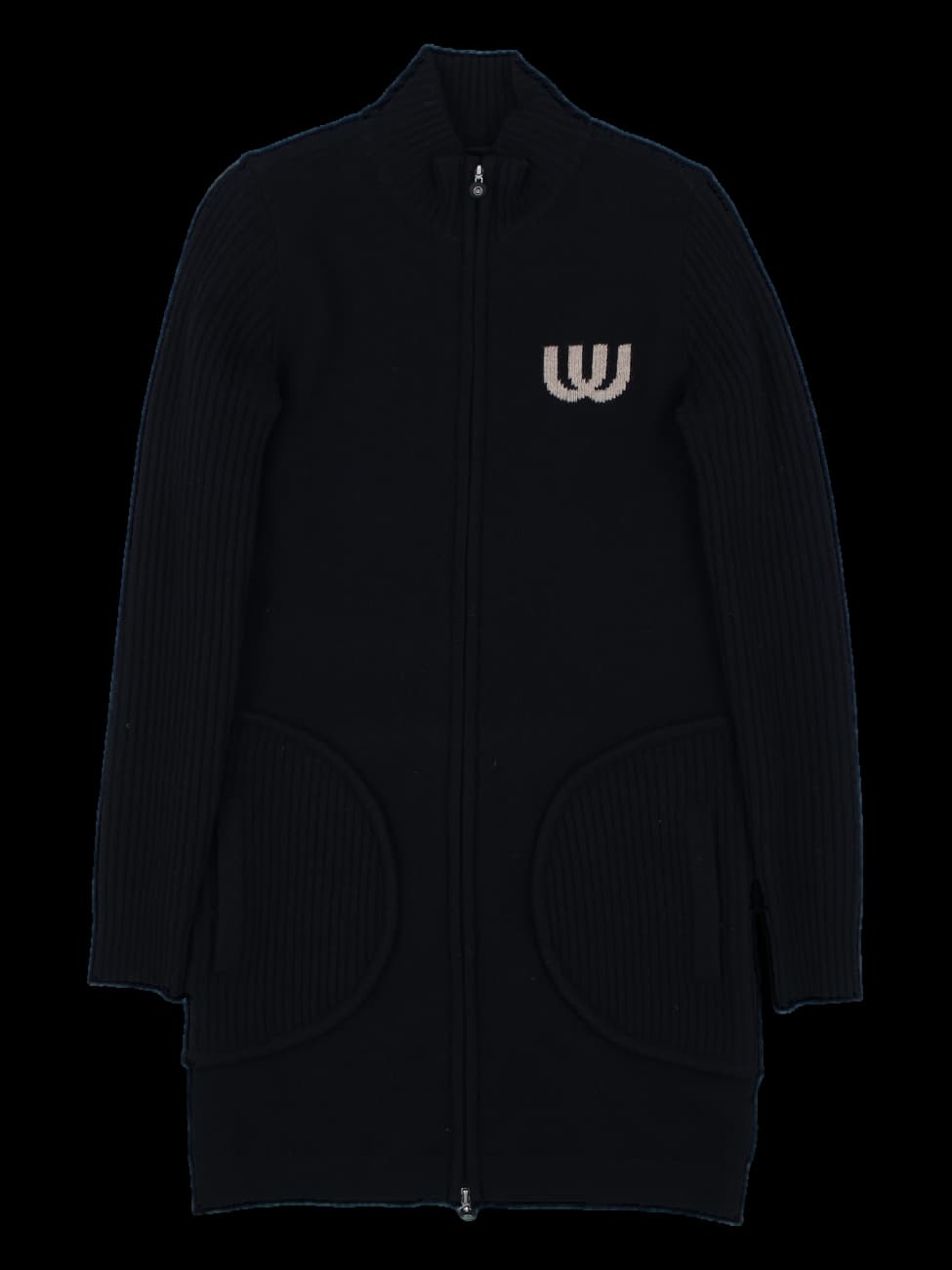 블랙 롱 지퍼 업 니트 가디건