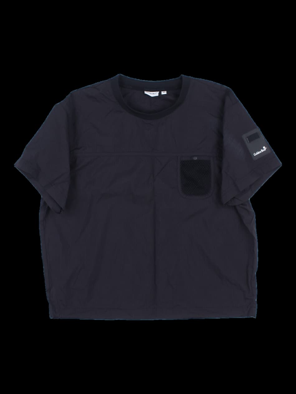 블랙 반팔 나일론 크루넥