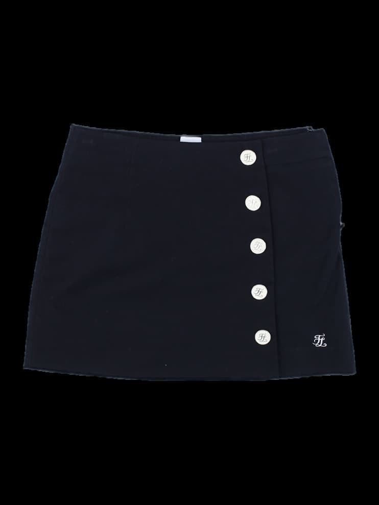 블랙 버튼 장식 스커트