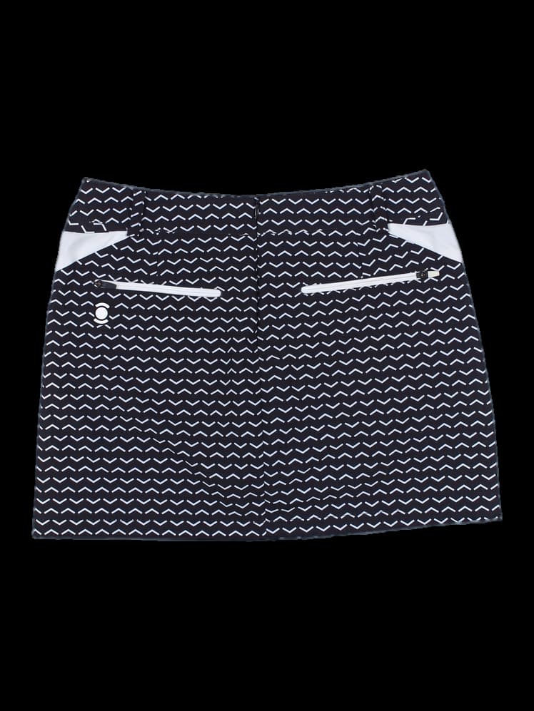 블랙 앤 화이트 지그재그 패턴 미니 스커트