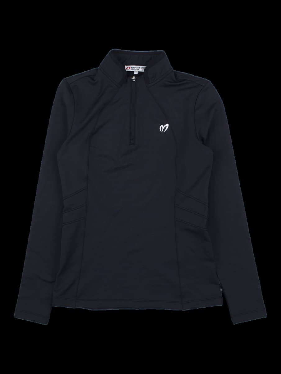 블랙 하프 지퍼 긴팔 티셔츠