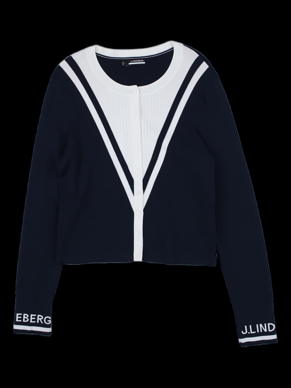 제이린드버그 네이비 배색 크롭 가디건