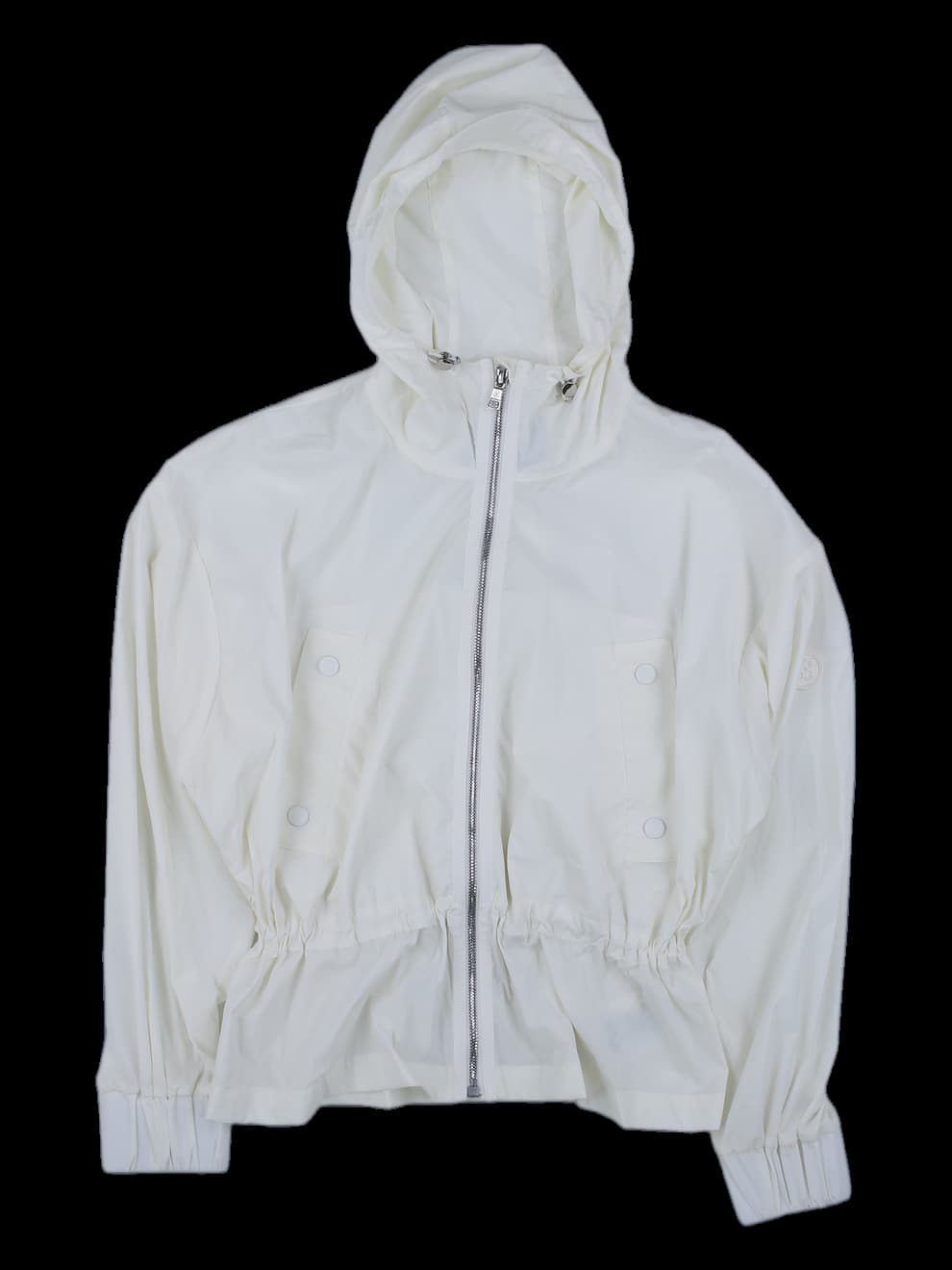 여성 화이트 후드 크롭 바람막이 점퍼