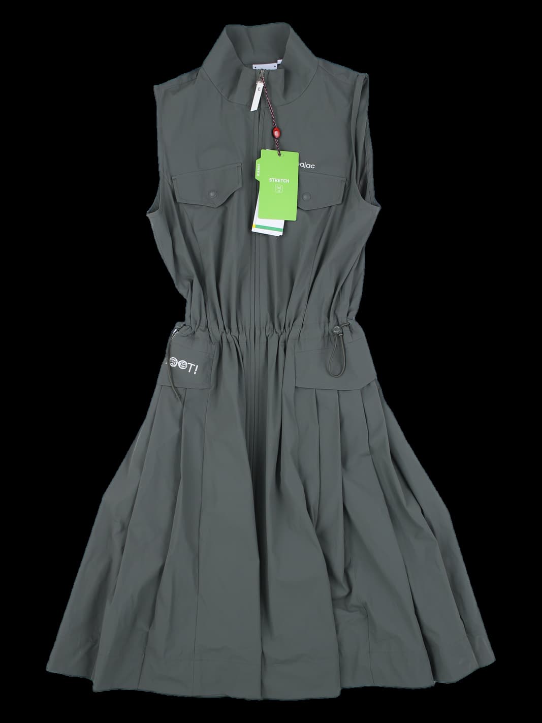 카키 민소매 지퍼 원피스