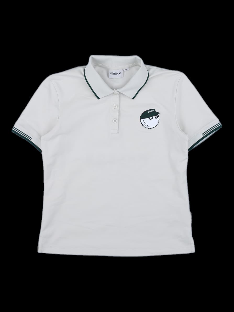 말본 골프 로고 배색 카라 반팔 티셔츠 (라이트 베이지)