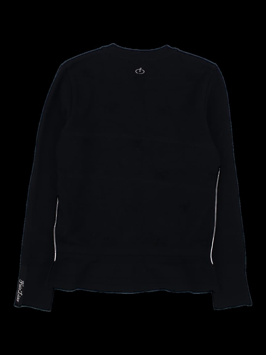 블랙 크루넥 배색 라인 스웨터