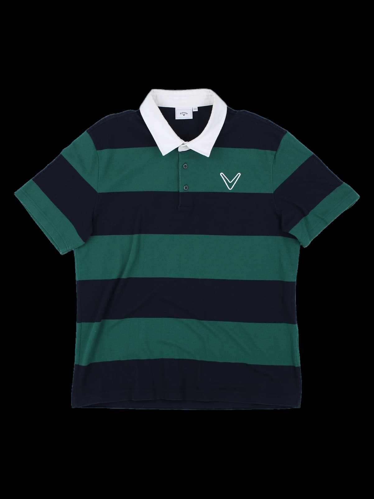 그린&블랙 배색 스트라이프 반팔 카라티