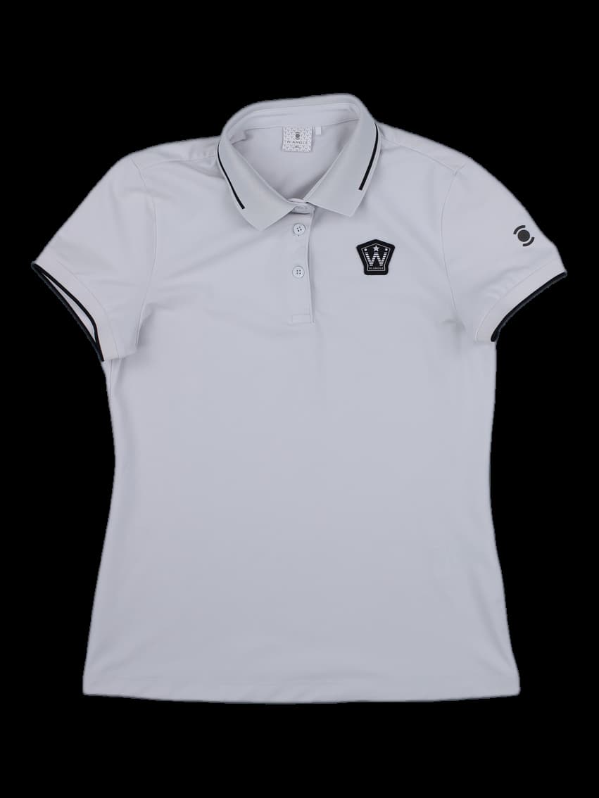 여성 반팔 와이드 앵글 로고 카라티셔츠