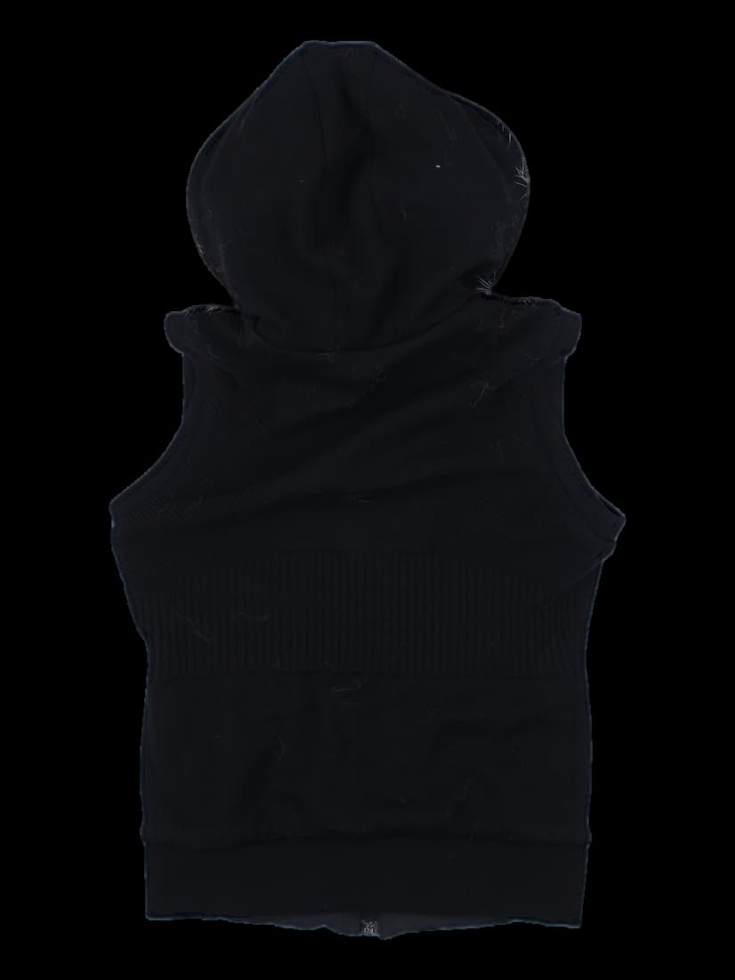 블랙 퍼 트리밍 후드 패딩 베스트