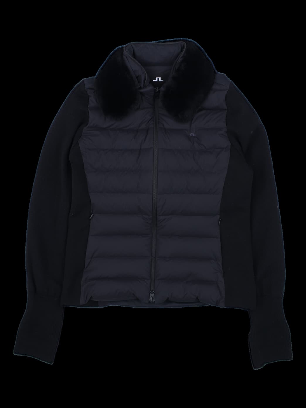 제이린드버그 퍼 칼라 니트 퀼팅 자켓 블랙