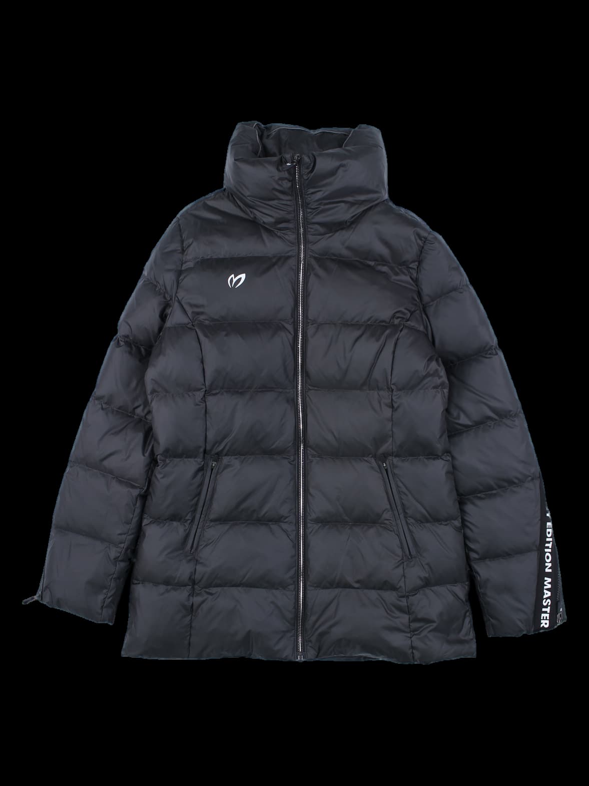 블랙 유광 하이넥 경량 패딩 점퍼