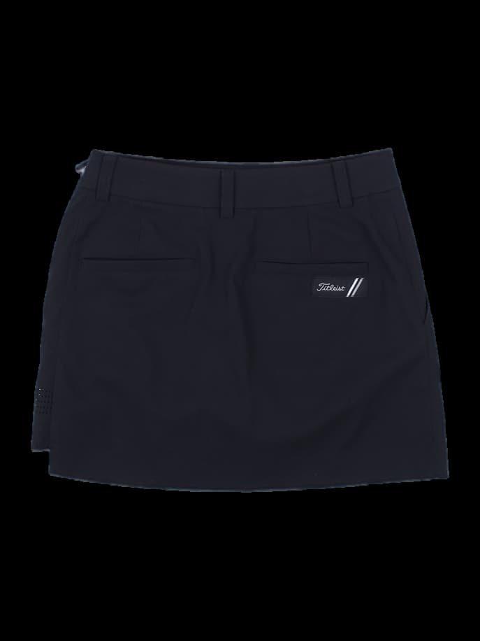 블랙 퍼포레이티드 랩 스커트