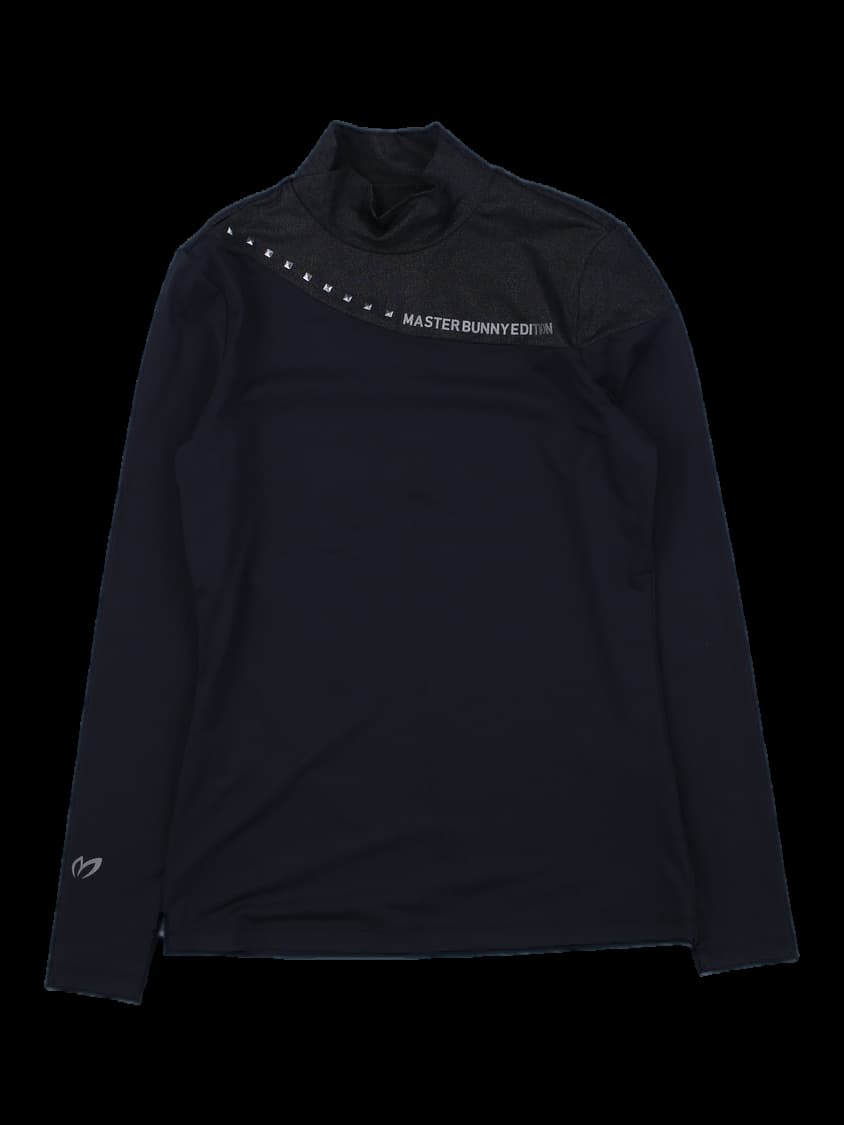 블랙 스터드 하이넥 롱슬리브 티셔츠