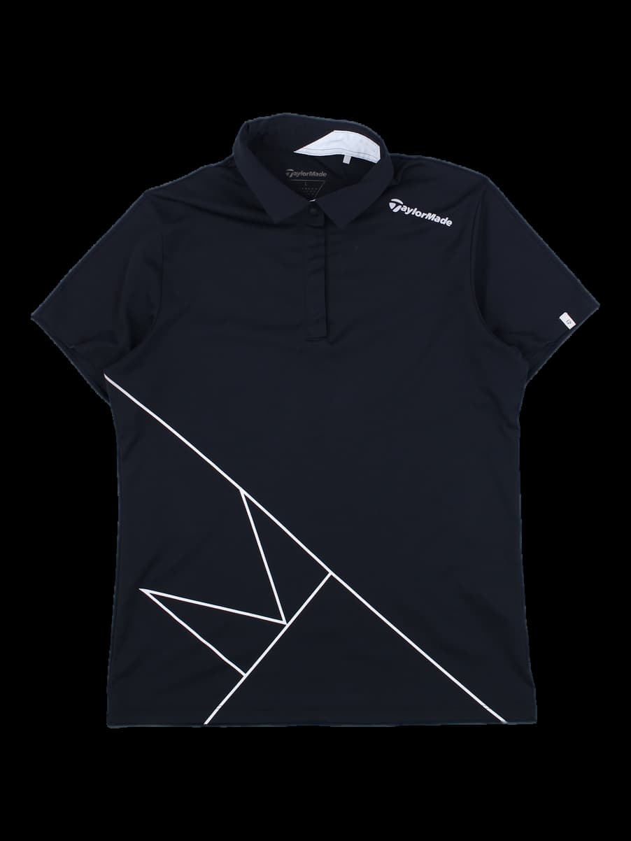테일러메이드 블랙 기하학 패턴 반팔 카라티