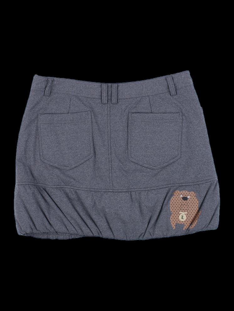 그레이 벌룬 핏 미니 스커트