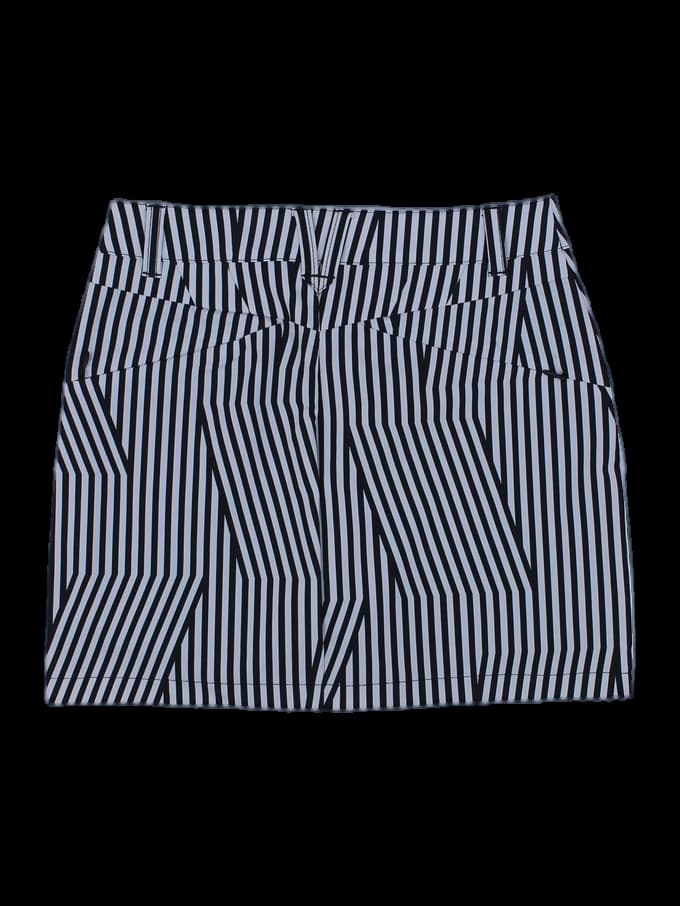 블랙/화이트 스트라이프 미니 스커트