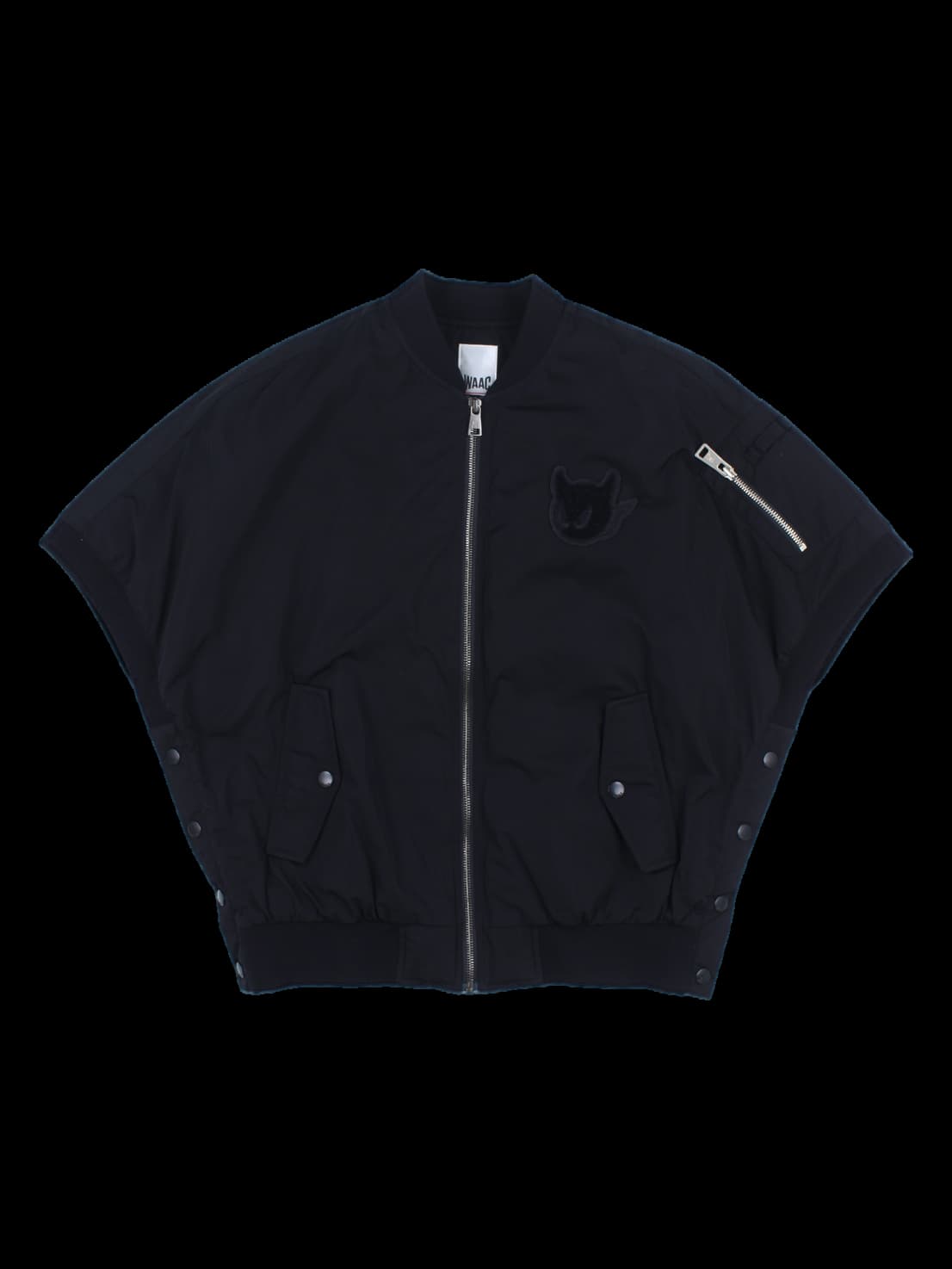 블랙 가오리 핏 로고 자수 항공 점퍼
