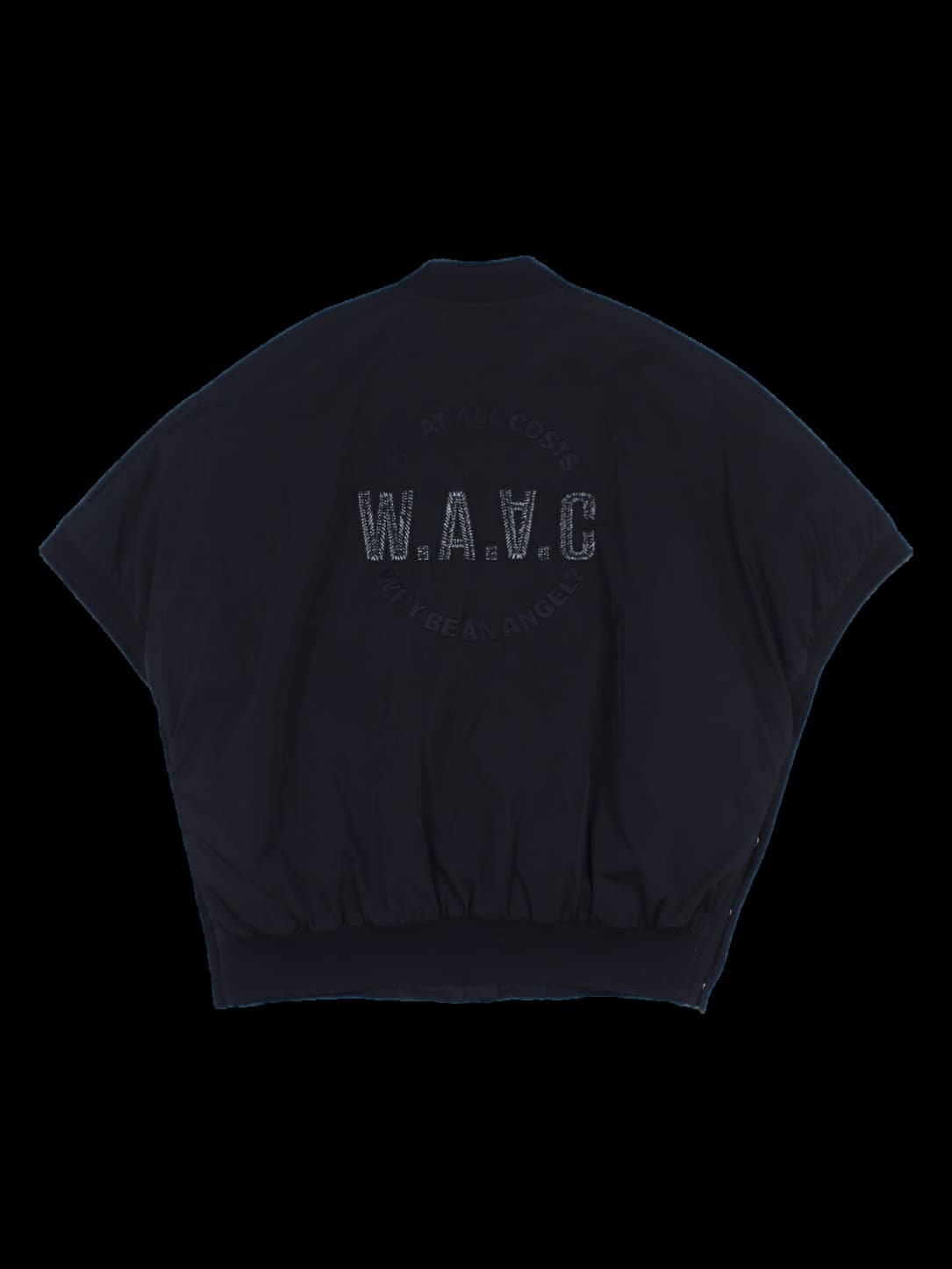 블랙 가오리 핏 로고 자수 항공 점퍼